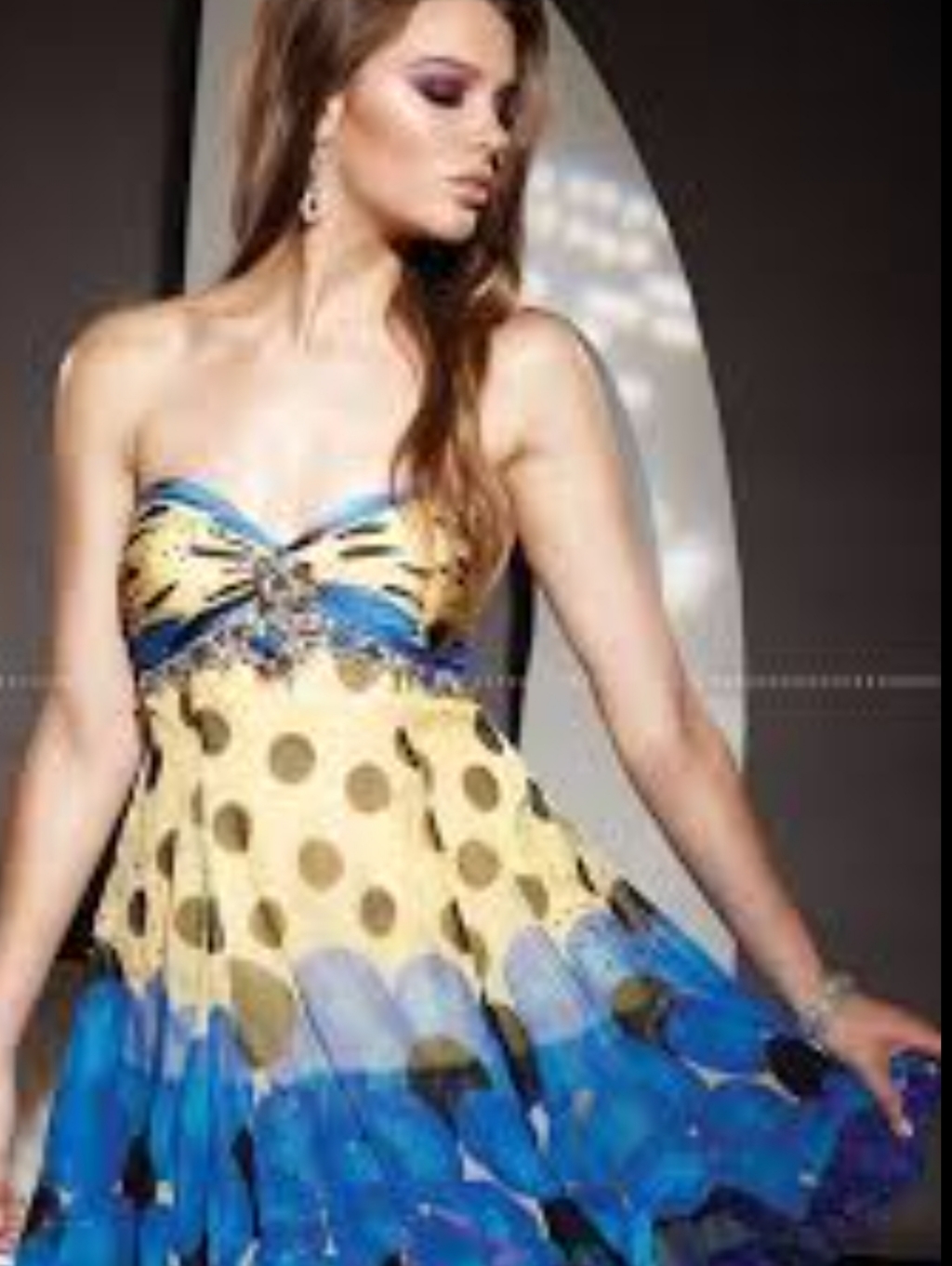 Terani Couture Y214 Size 10 Blue Multi Prom Homecoming Cocktail Dress